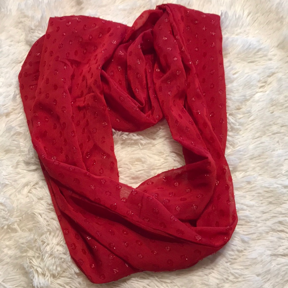 Red Polka dot infinity scarf